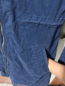 Blue Casual Jacket with Zipper