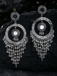 Beautiful Silver- Plated Oxidized Classic Drop Earrings 🤩