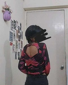 Burgundy &amp; Black Abstract Long Sleeve Top