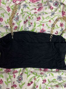 Black Chain Strap Tube Top XS