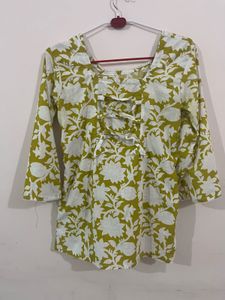 Floral Print Cotton Kurta