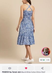 Boho Blue &amp; White Midi Sun Dress