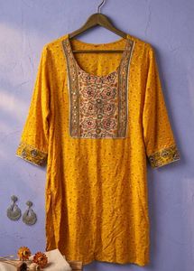 Yellow Embroidered Kurta