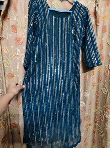 Embellished Teal Kurta