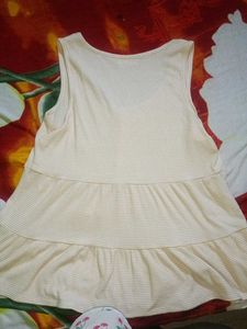 Cream Waffle Knit Tiered Tank Top