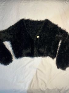 Black Fuzzy Cropped Cardigan