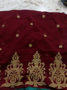 Maroon Saree with Gold Embellishments