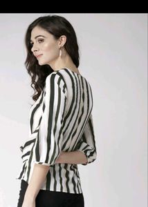 Stylish Striped Tie-Front Top