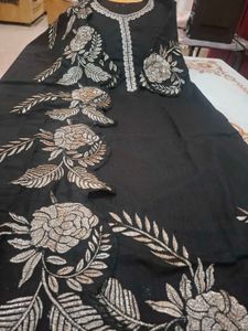 Embroidered Black Kurta Suit