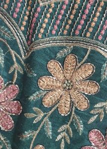 Elegant Green Embroidered Saree with Blouse