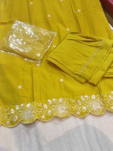 Yellow Embroidered Kurti Set