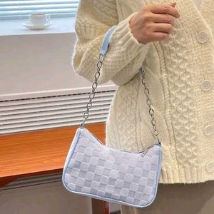 Light Blue Woven Chain Shoulder Bag