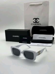 Chanel White Rectangular Sunglasses FOR WOMEN