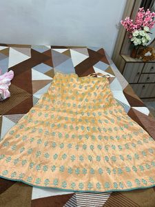 Embroidered Ethnic Skirt - Peach