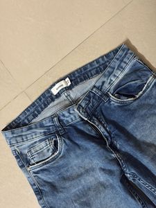 Blue Distressed Rose Patch Jeans