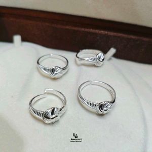 Elegant Pure Silver Toe Rings One Pair