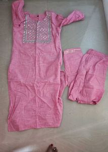 pink kurta set
