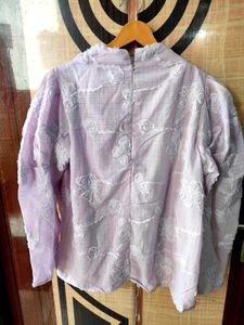 Lavender Top with Pearls