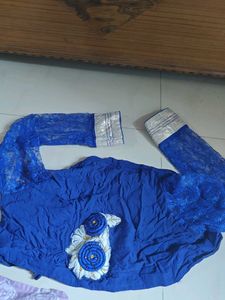 Royal Blue Lace Sleeve Blouse
