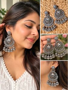 Oxidized Silver Jhumka Earrings