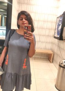 Cute office Grey Embroidered Kurta