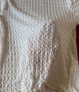 Off White Mesh Mock Neck Soft Top