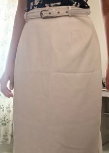 Beige Belted Skirt