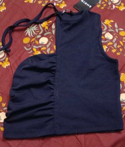 M size Navy Blue Ruched Tank Top