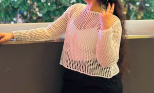 Chic Crocheted Long Sleeve Top