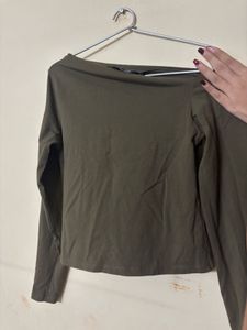 Stylish Olive Green One-Shoulder Top