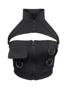 Edgy Black Cutout Crop Top