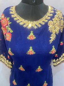 Georgette Sharara Blue Colour