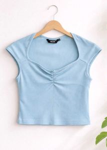 Westside NUON Blue Ribbed Top