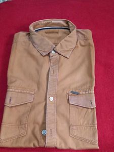 Men's Brown Casual Shirt chest pocket