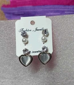 Chic Heart &amp; Pearl Earring Set