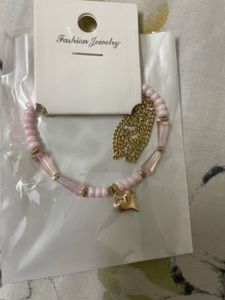 Cute Beaded Bracelet with Heart Charm