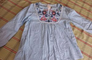 Embroidered Blue Cotton Kurta