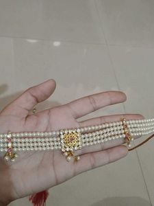 Pearl Choker Necklace with Earrings