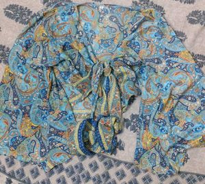 Boho Paisley Print Wrap Top