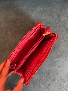 Coach Red Leather Zip Around Wallet
