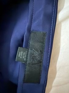 Zara Elegant Navy Blue Satin Skirt