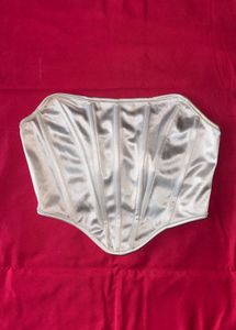 white satin corset top