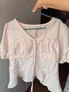 Cute Pink Ruffle Blouse