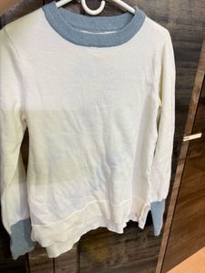 White &amp; Blue Trim Sweater