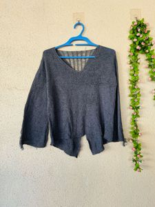 Stylish Grey Knit Sweater Top