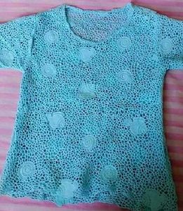 Blue Crochet Kurta Top