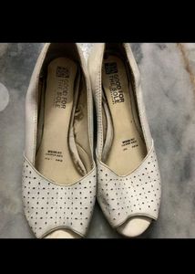 White Perforated Ballet Flats