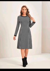 SHEIN Emery Rose Black &amp; White Houndstooth Dress