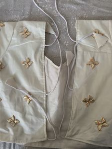 Embellished Red &amp; White  Blouse &amp; duppata