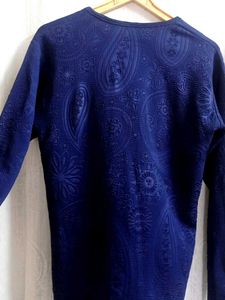 Navy Blue Textured T-shirt